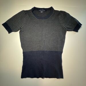 Vintage French Connection Navy and Gray Striped Sweater